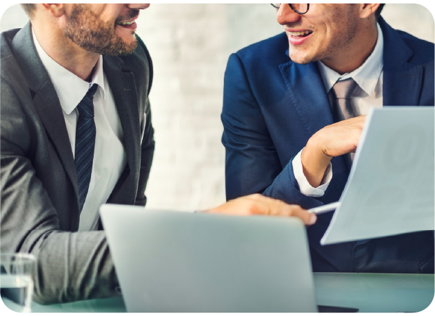 Professionals discussing business registration